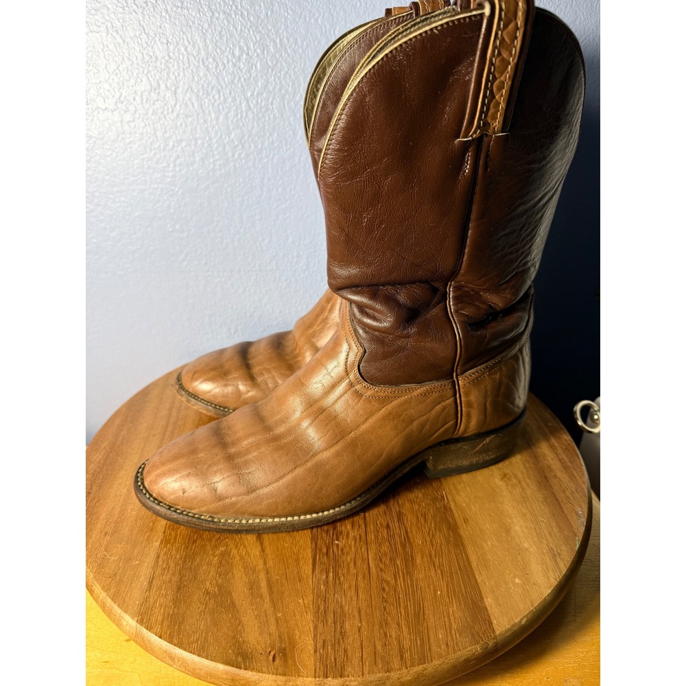 Hondo Boots Western Cowboy Mens 9.5 E (Wide)Brown Good Two Tone Leather 8752 - Picture 4 of 13